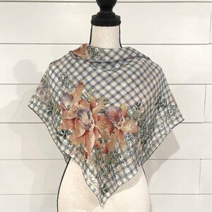 Scarf - Ralph Lauren Floral Silk Square 34 X 35” MultiColor